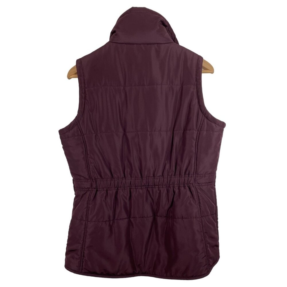 Style & Co Womens Size Medium Burgundy Puffer Vest w/Gold Zipper & Snaps - Picture 2 of 10